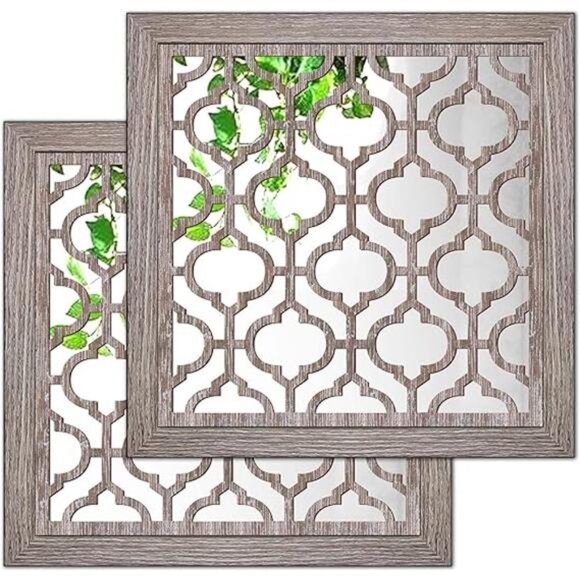2pcs Set Square Moroccan Cutout Wall Mirror Decor - Picture 7 of 7